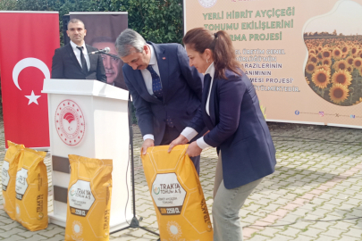 Keşan’da yerli hibrit ayçiçeği tohumu dağıtıldı